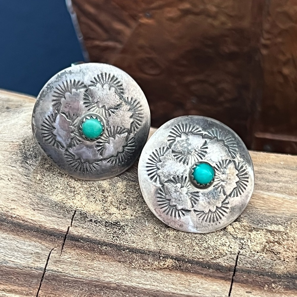Vintage Native American Sterling Silver Turquoise Earrings